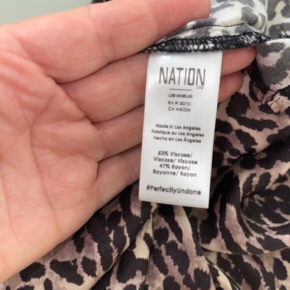 Nation Ltd Paloma Dress Medium M Womens Animal Print Brown Tan Made In USA - Picture 5 of 12